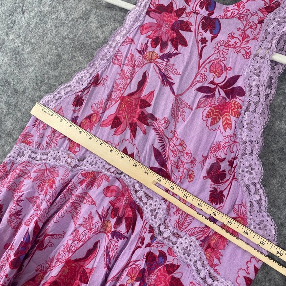 Free People Mini Dress Medium Purple Pink Floral She Moves Sleeveless Tunic - Picture 7 of 13